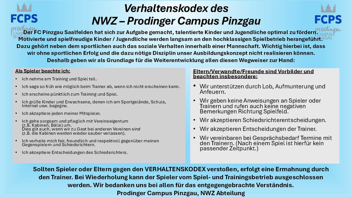 Verhaltenskodex Prodinger Campus Pinzgau